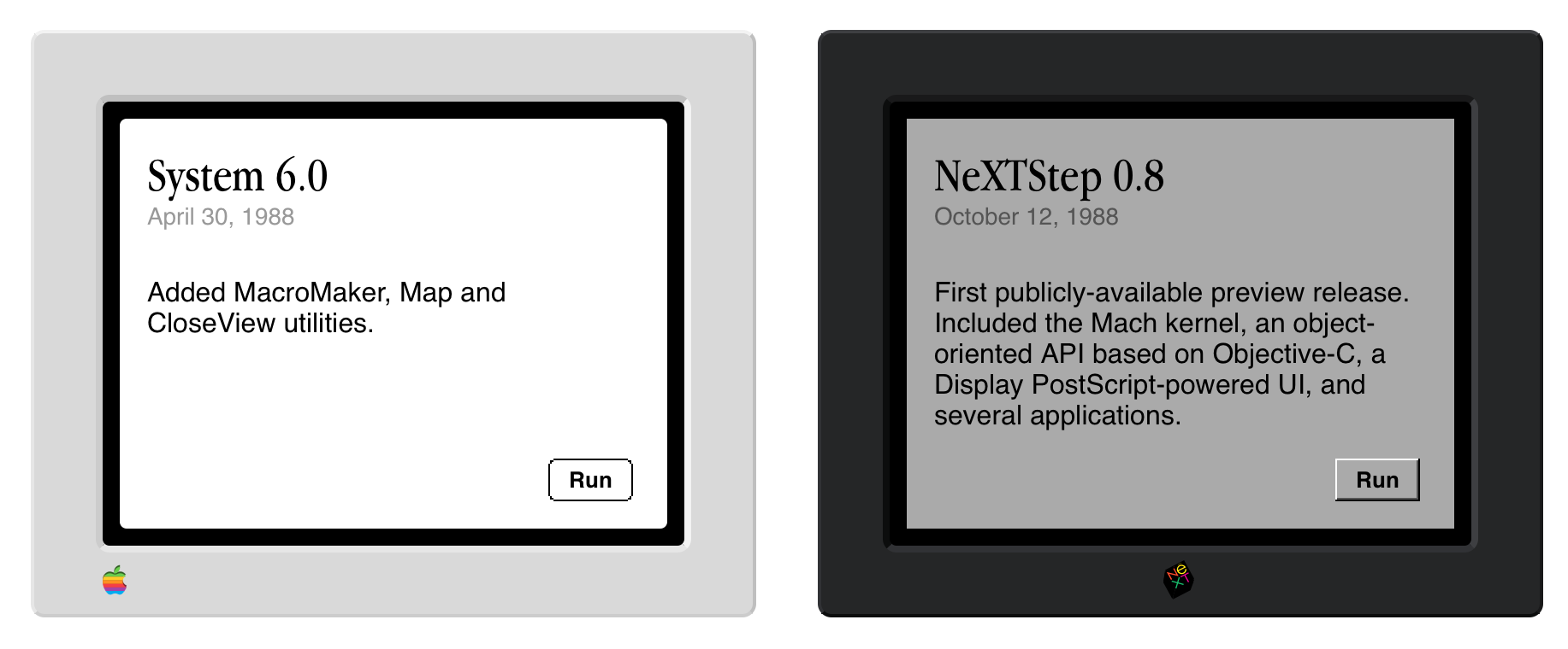Notable OS releases of 1988: System 6.0 and NeXTStep 0.8