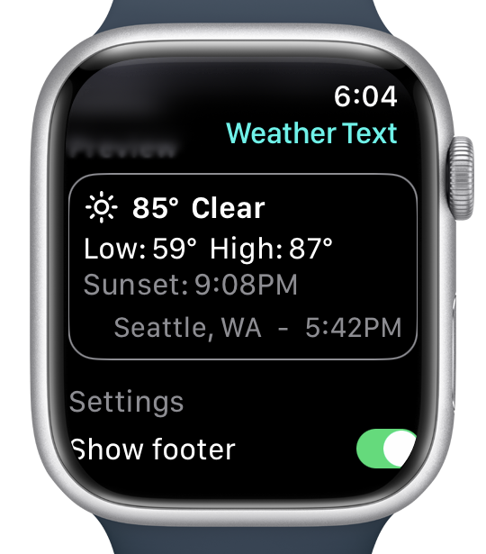 Weather Text app screen